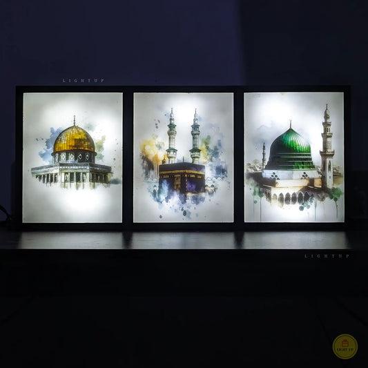 Peaceful Kaaba, Nabawi, Aqsa Humongous Lightbox | Islamic