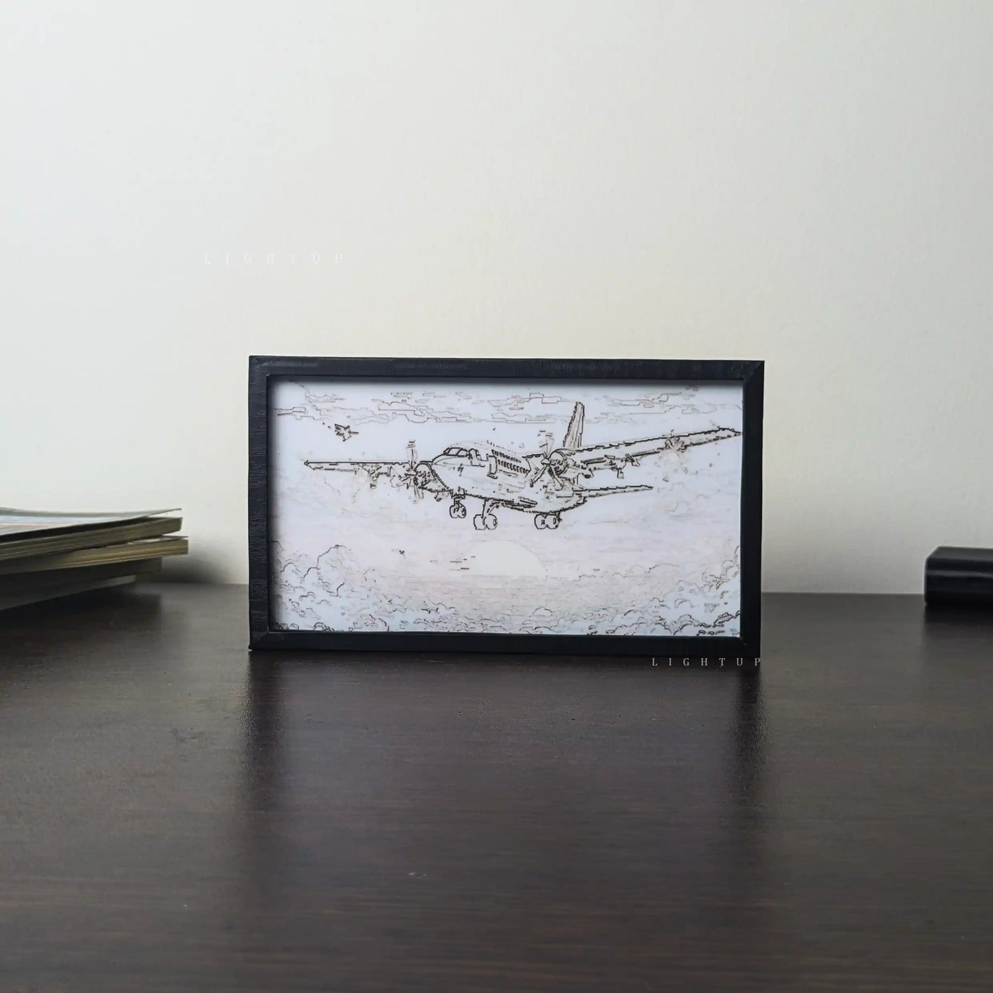 Pixelated Sunset Flight Transformation Lightbox | Scenario