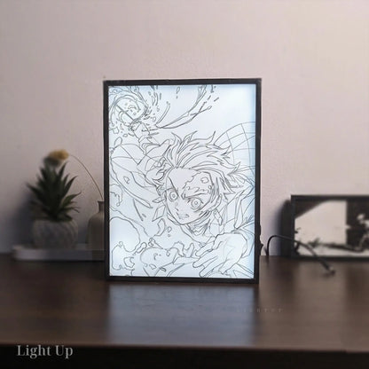 Tanjiro Fire breathing Transformation Lightbox | Demon Slayer